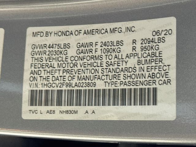 2020 Honda Accord Touring 2.0T