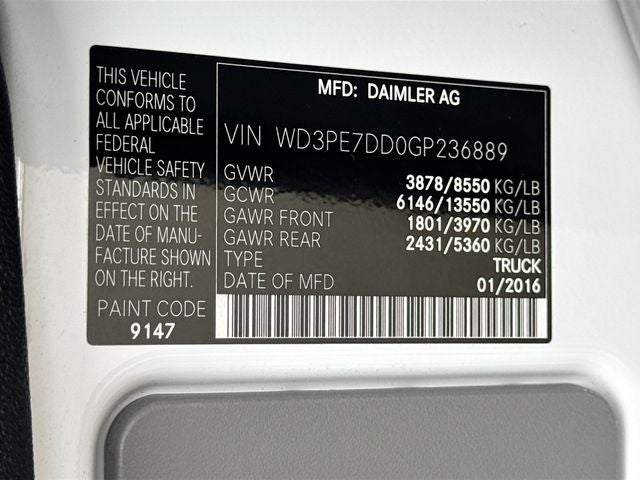 2016 Mercedes-Benz Sprinter 2500 Cargo 144 WB BlueTEC®