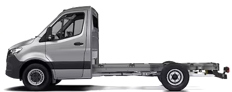 A Mercedes-Benz white Sprinter Cab Chassis