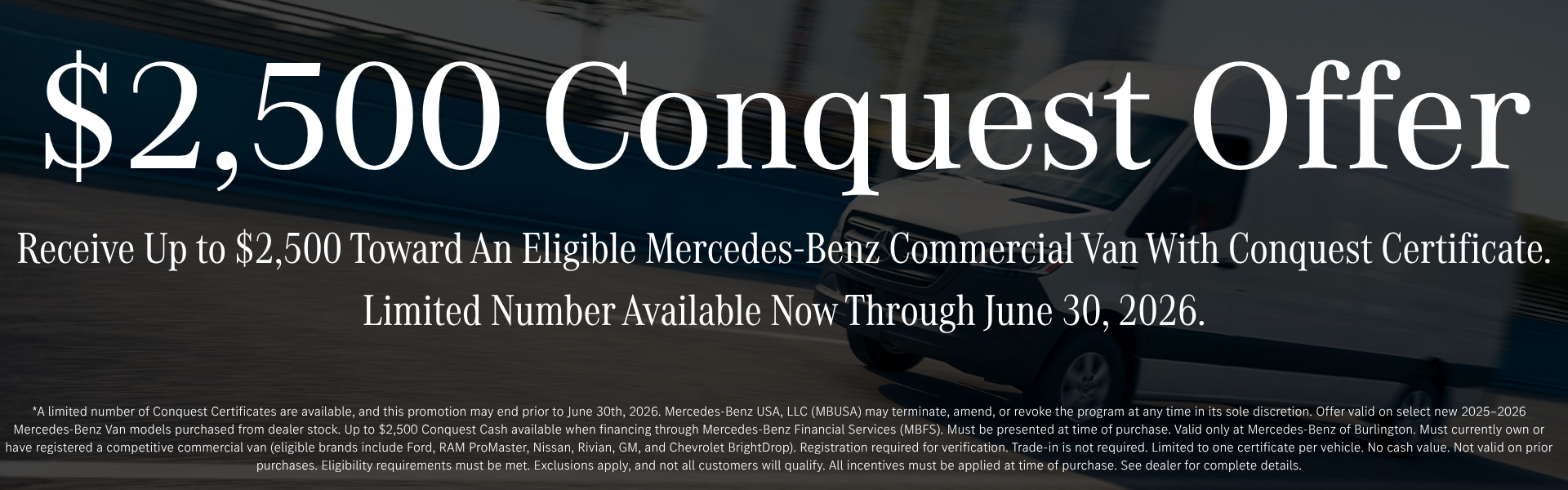 Mercedes-Benz Van Conquest Offer
